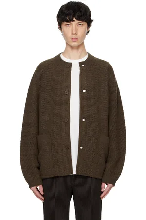 Issey Miyake Brown Rustic Knit Cardigan