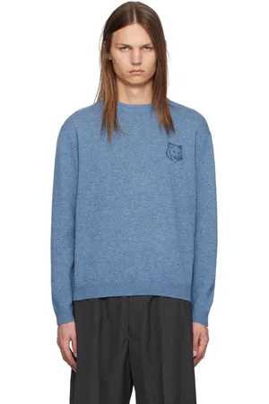 Maison Kitsuné Blue Bold Fox Head Embroidered Sweater