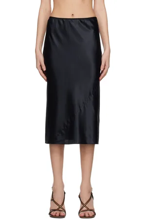 DRIES VAN NOTEN Black Silk Midi Skirt
