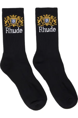 Rhude Black Crest Logo Socks
