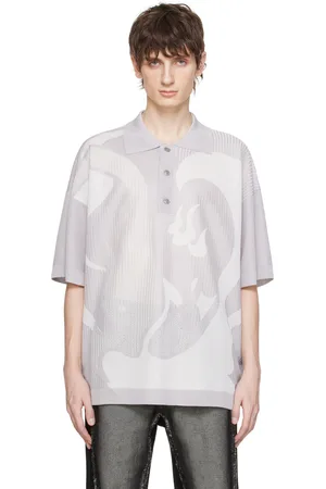Feng Chen Wang Gray Jacquard Polo