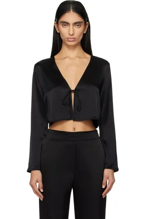 Leset Barb Long Sleeve Tie Blouse
