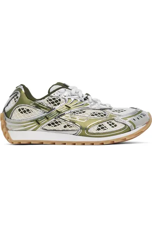 Bottega Veneta Silver & Green Orbit Sneakers