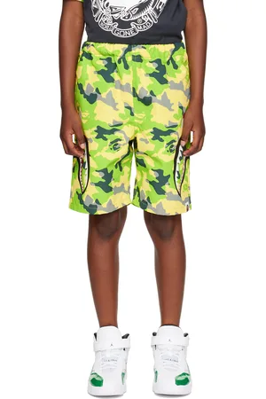 BAPE Kids Woodland Camo Side Shark Shorts