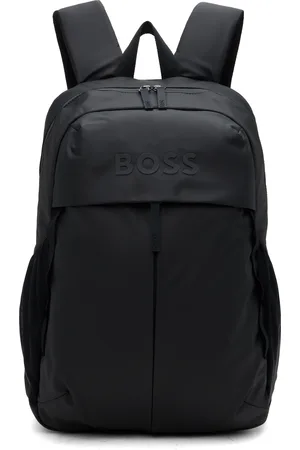 HUGO BOSS Black Faux-Leather Logo Backpack