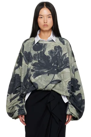 DRIES VAN NOTEN Green Draped Sweatshirt