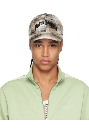 Palm Angels Brown & White Curved Logo Check Baseball Cap
