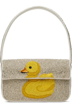 Staud Off-White & Yellow Tommy Beaded Bag