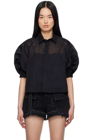 SACAI Black High Twist Voile & Nylon Twill Shirt