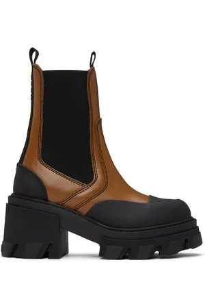Ganni Brown Cleated Heeled Chelsea Boots