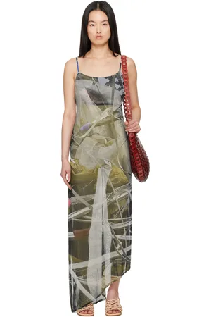 Serapis Multicolor Scrap Yard Mesh Slip Maxi Dress