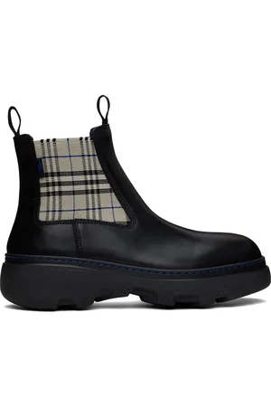 Burberry Black & Gray Leather Creeper Low Chelsea Boots