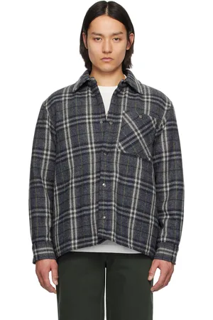 Burberry Navy Check Wool Overshirt