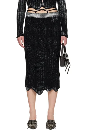 Acne Studios Black Asymmetric Midi Skirt