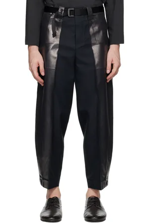 Issey Miyake Black Tucked Foil Trousers