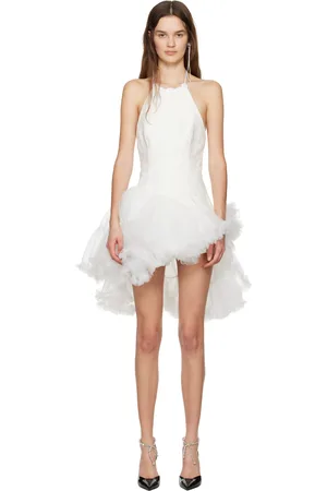 Shushu/Tong White Asymmetric Tulle Minidress