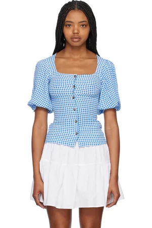 Ganni Blue Gingham Blouse
