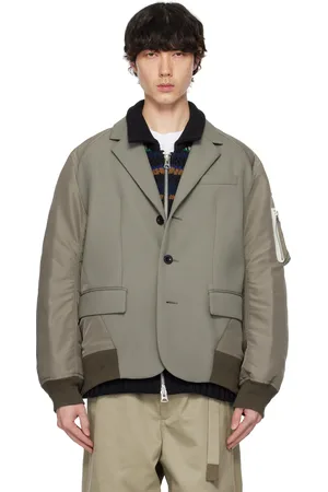 SACAI Khaki Suiting Bonding Mix Blazer
