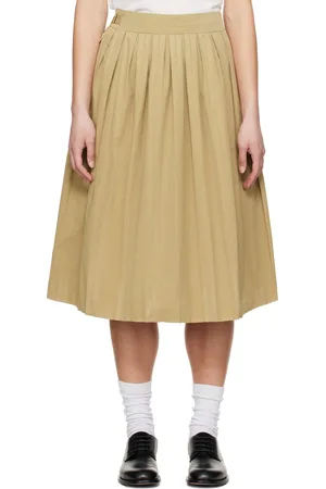 Carter Young Beige Jolie Pleated Midi Skirt