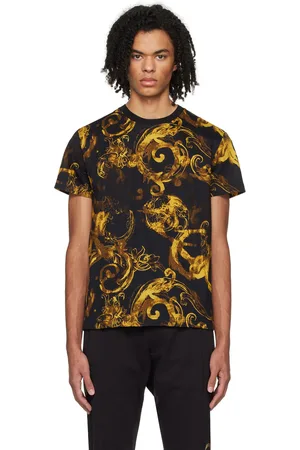 VERSACE Black Watercolor Couture T-Shirt