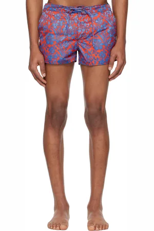 ERL Orange & Blue Printed Nylon Swim Shorts