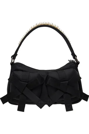 Simone Rocha Black Beaded Utility Bow Pochette Bag