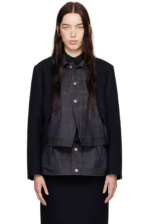 SACAI Navy Wool Melton & Denim Jacket