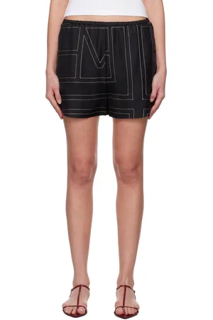 Totême Black Monogram Silk PJ Shorts
