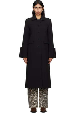 Ganni Black Bonded Crepe Coat