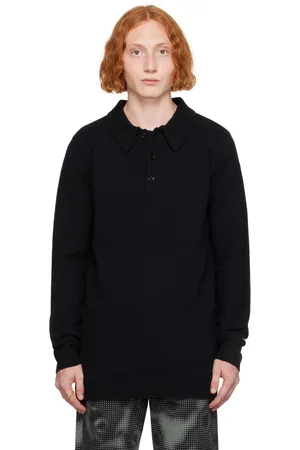 DRIES VAN NOTEN Black Virgin Wool Polo