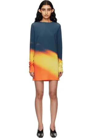 Issey Miyake Orange & Navy Light Leak Minidress