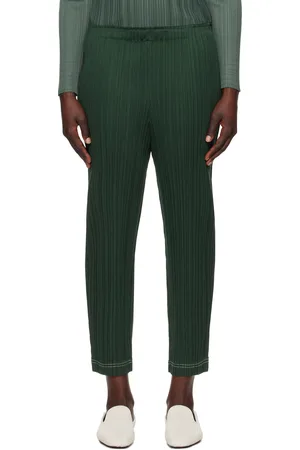 PLEATS PLEASE ISSEY MIYAKE Green Ramie Trousers