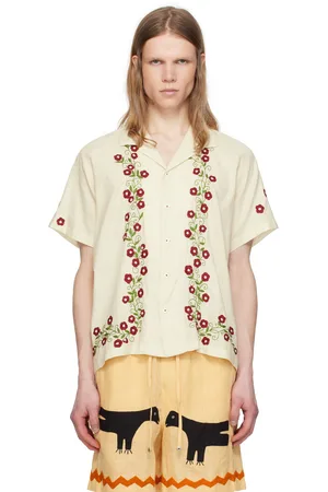 HARAGO Off-White Embroidered Bead Shirt