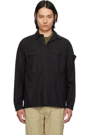 Stone Island Black Stretch Cotton Tela Paracadute Shirt