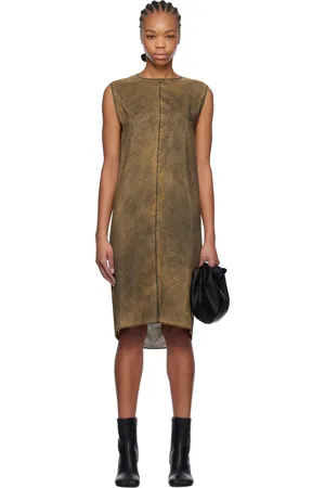 Maison Margiela Khaki Light Silk Shift Midi Dress