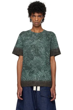 DRIES VAN NOTEN Blue Printed Cotton T-shirt