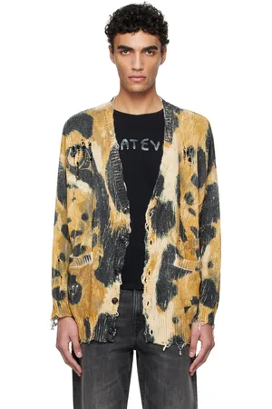 R13 Yellow & Black Printed Oversized Cardigan