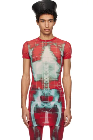 Jean Paul Gaultier SSENSE Exclusive Red & Blue Squeletor Mini Dress T-shirt