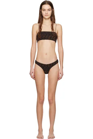 Totême Black & Orange Smocked Bikini