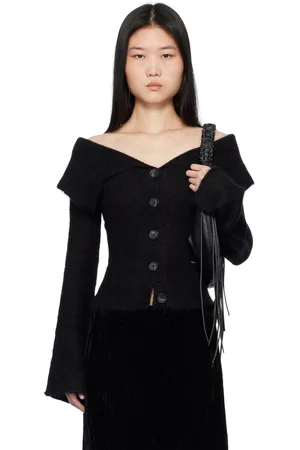 Holzweiler Black Off Shoulder Cardigan