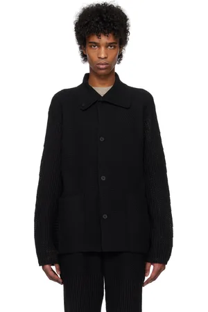 Issey Miyake Black Rustic Knit Cardigan