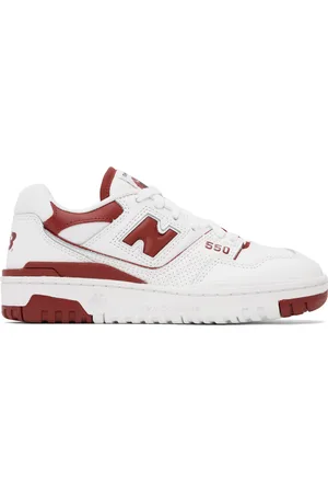 New Balance White & Red 550 Sneakers