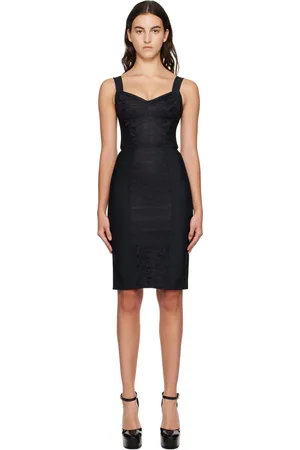 Dolce & Gabbana Black Corset-Style Midi Dress