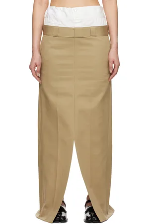 Maison Margiela Tan Cotton Twill Maxi Skirt