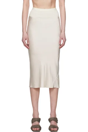 Rick Owens Off-White Hollywood Knee Bias Midi Skirt