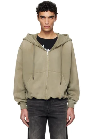 R13 Green Balloon Zip-Up Hoodie