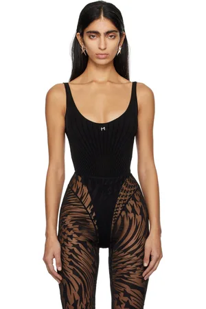 MUGLER Black Spiral Bodysuit