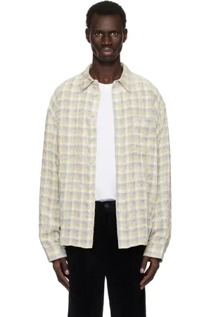 Solid Yellow & Blue Fancy Corduroy Check Shirt