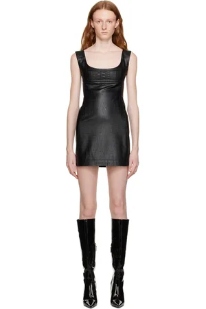 Miaou Black Vivi Faux-Leather Minidress