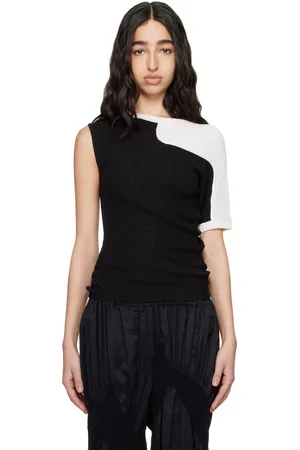 Kiko Kostadinov Black & White Nomas Asymmetric Knit Raglan Sweater
